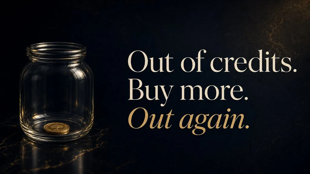 Out of credits. Buy more. Out again.