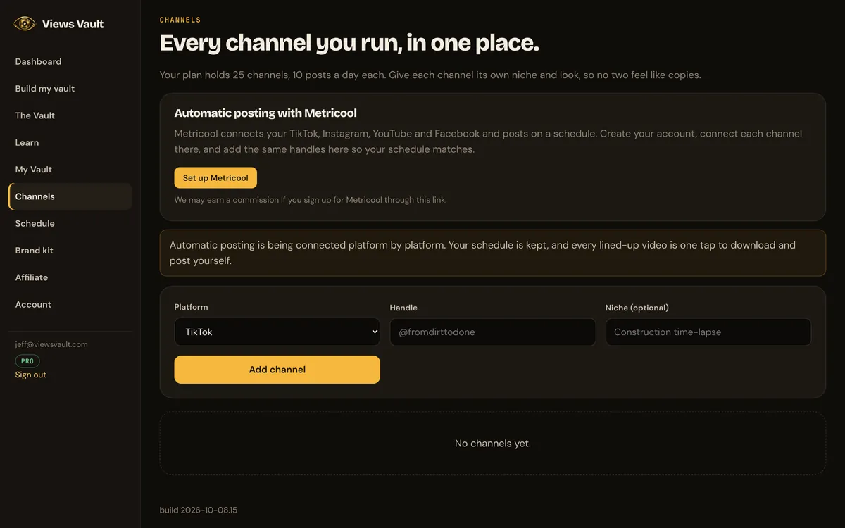 Channels and auto-posting on a computer