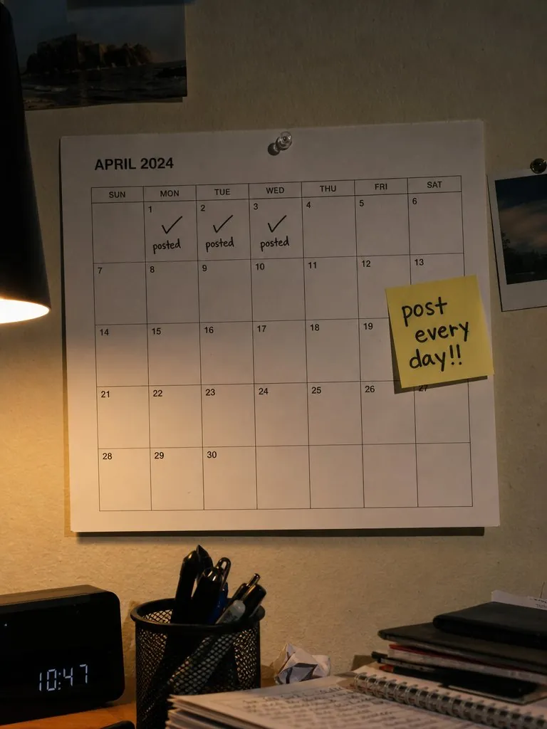A calendar where posting stopped after three days
